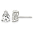 Sterling Silver Polished 5x7mm Pear Basket Set CZ Stud Earrings