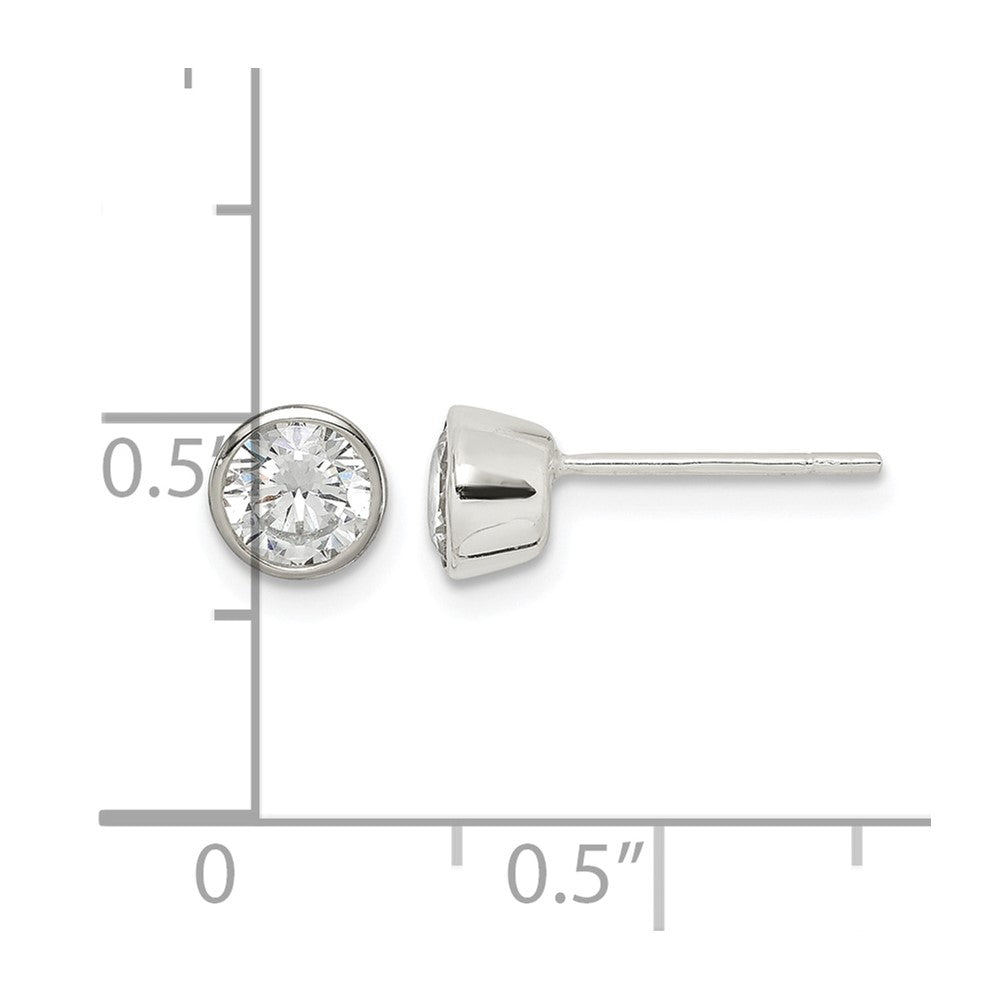 Sterling Silver Polished 5mm Round CZ Bezel Set Stud Earrings