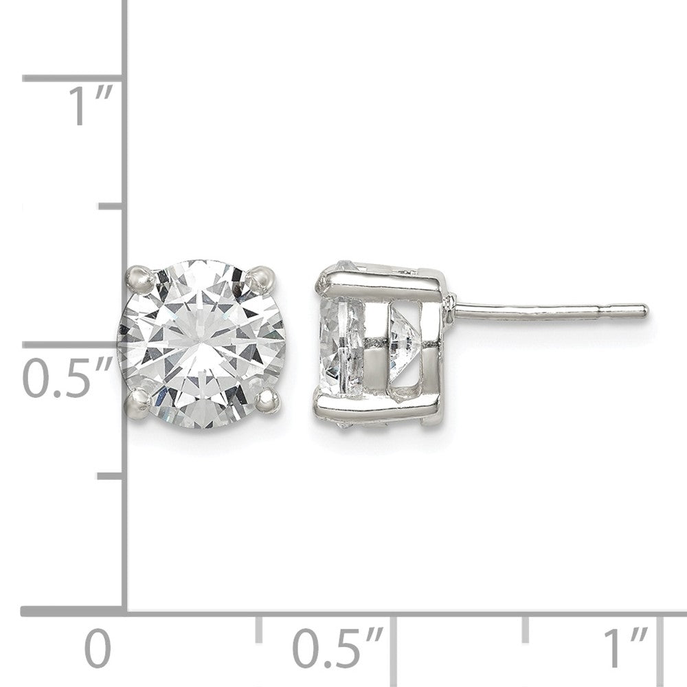 Sterling Silver Polished 8mm Round CZ Stud Earrings