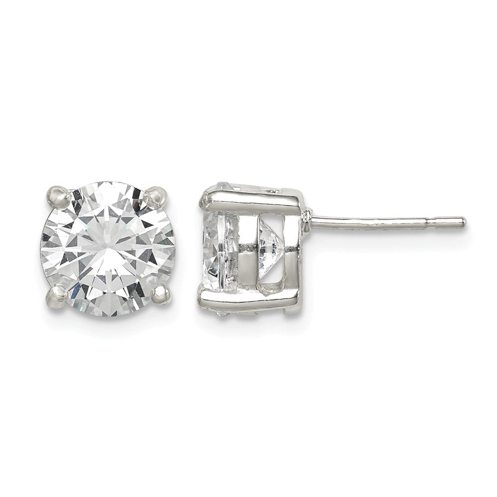 Sterling Silver Polished 8mm Round CZ Stud Earrings