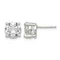 Sterling Silver Polished 8mm Round CZ Stud Earrings