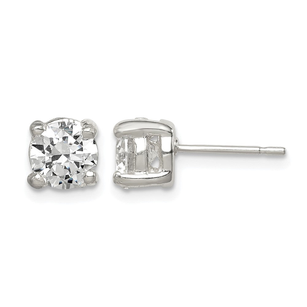 Sterling Silver Polished 6mm Round CZ Stud Earrings