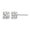 Sterling Silver Polished 6mm Round CZ Stud Earrings