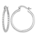 Sterling Silver Rhodium-plated CZ IN/OUT Hoop Earrings