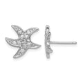 Sterling Silver Rhodium-plated CZ Starfish Earrings