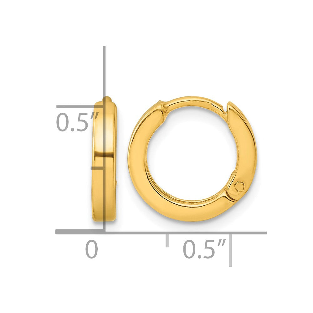 Sterling Silver Gold-tone Round Hinged Hoop Earrings