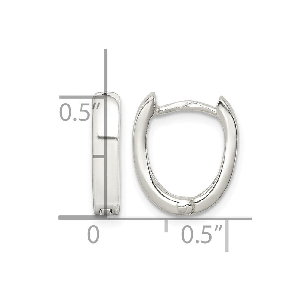 Sterling Silver Oval Hinged Hoop Earrings