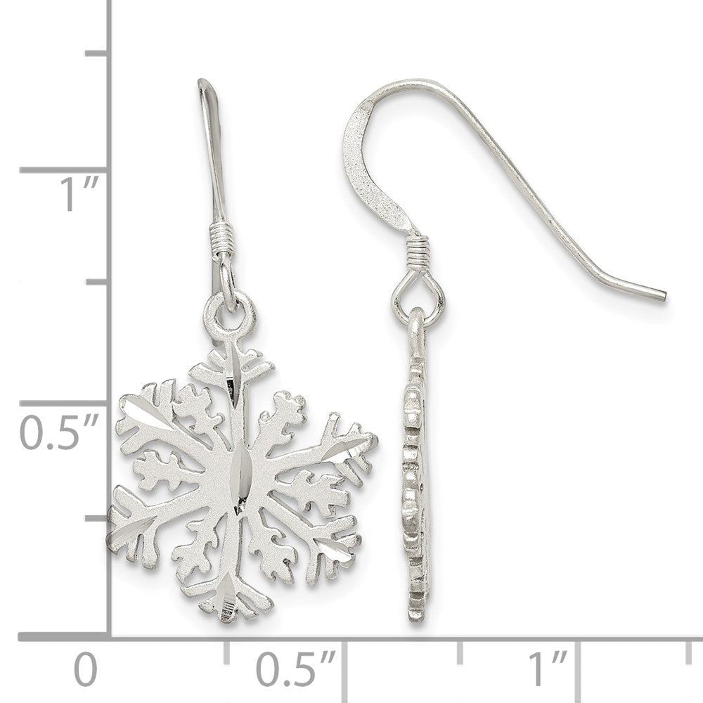 Sterling Silver Satin Snowflake Earrings