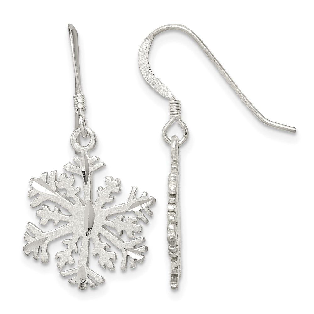 Sterling Silver Satin Snowflake Earrings