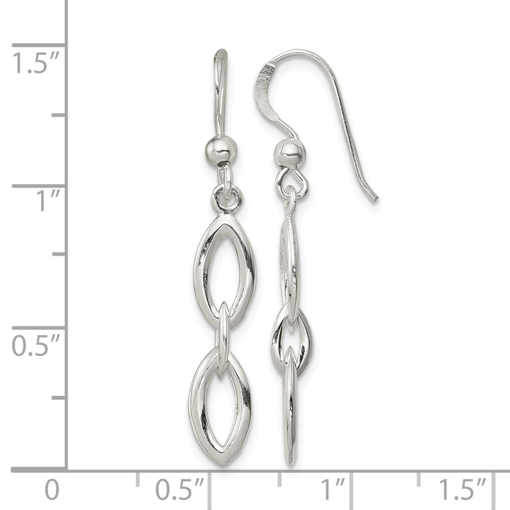 Sterling Silver Polished Fancy Marquise Link Dangle Earrings