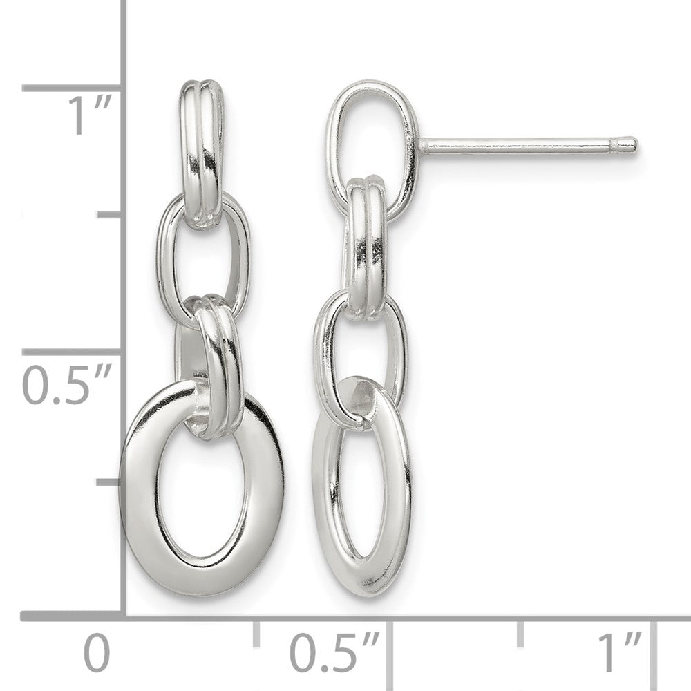 Sterling Silver Polished Oval Link Dangle Earrings