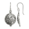 Sterling Silver Polished & Antiqued Filigree Yin and Yang Dangle Earrings