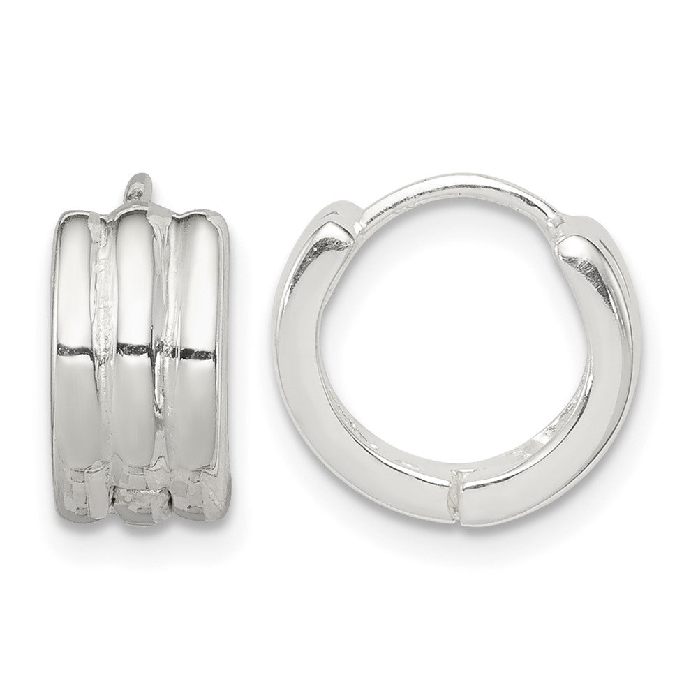 Sterling Silver Striped Hinged Hoop Earrings