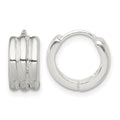 Sterling Silver Striped Hinged Hoop Earrings