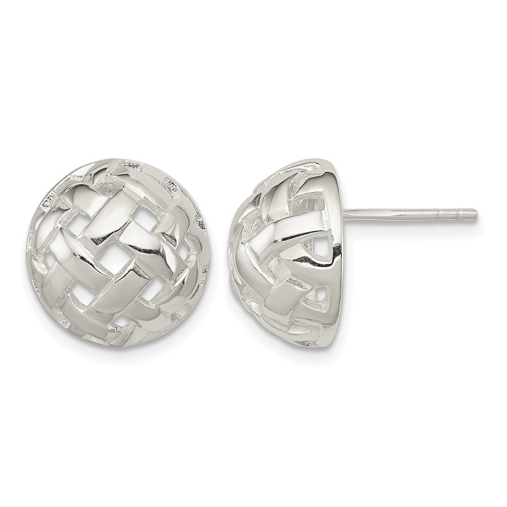 Sterling Silver 14mm Fancy Button Post Earrings
