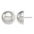 Sterling Silver Polished 16mm Button Earrings