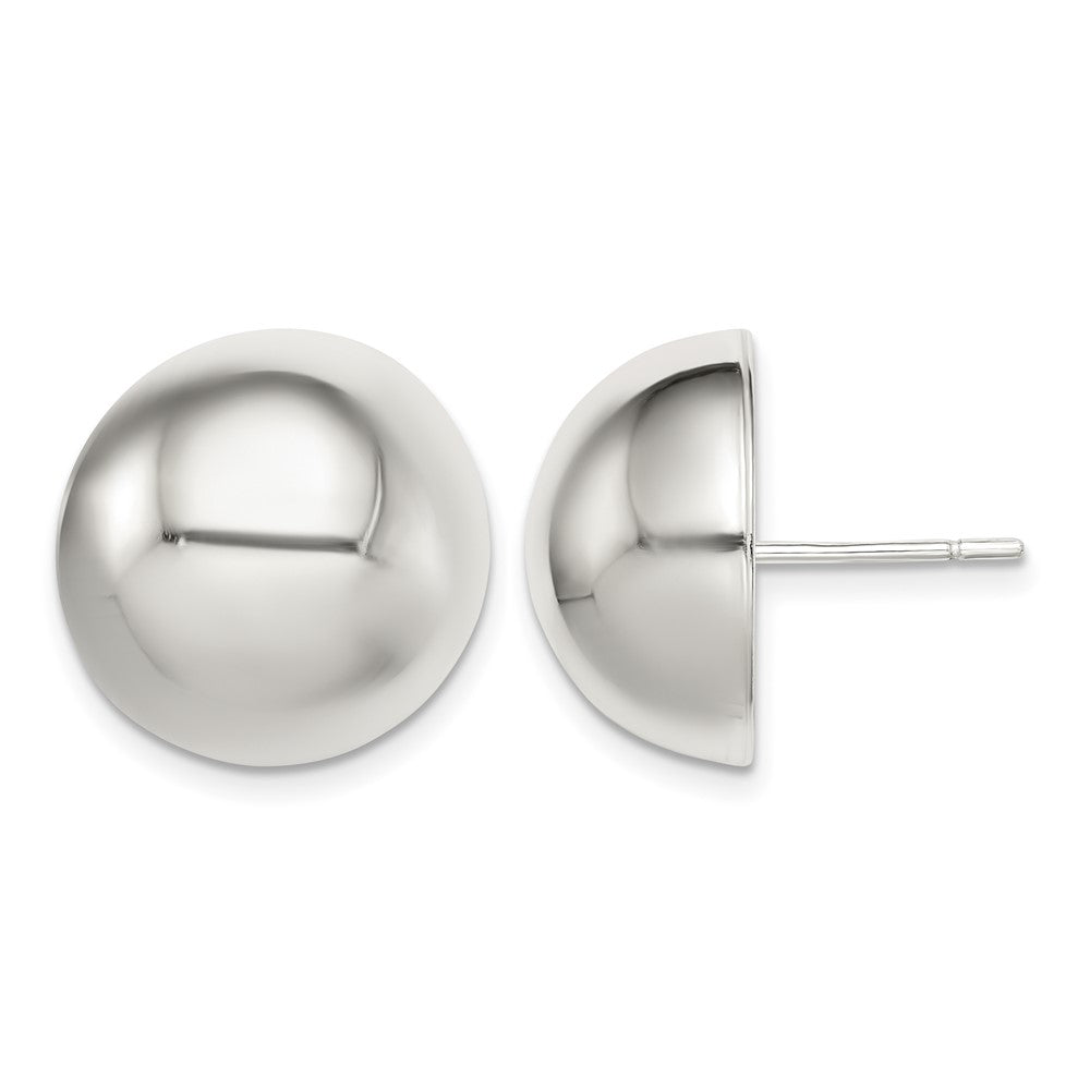 Sterling Silver Polished 16mm Button Earrings