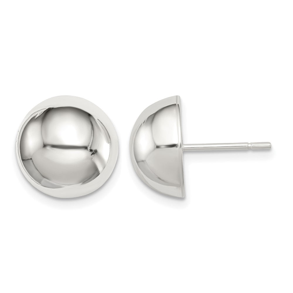 Sterling Silver Polished 12mm Button Earrings