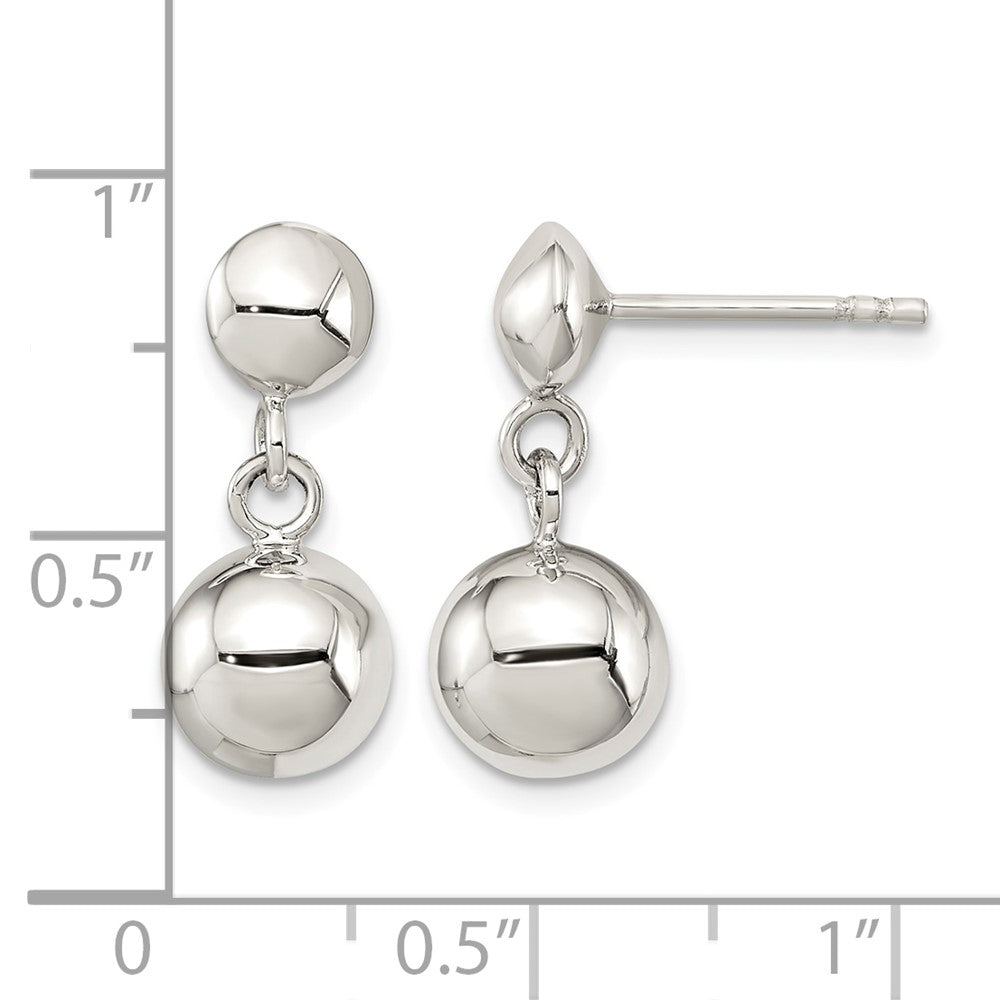 Sterling Silver 8mm Dangle Ball Post Earrings