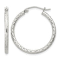 Sterling Silver 2mm Diamond Cut Hoop Earrings