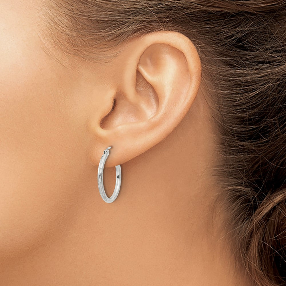 Sterling Silver 2mm Diamond Cut Hoop Earrings