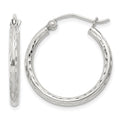 Sterling Silver 2mm Diamond Cut Hoop Earrings