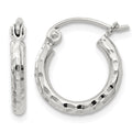 Sterling Silver 2mm Diamond Cut Hoop Earrings