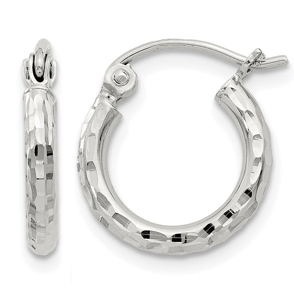 Sterling Silver 2mm Diamond Cut Hoop Earrings
