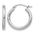 Sterling Silver Rhodium-plated 2.5mm Diamond-cut Hoop Earrings