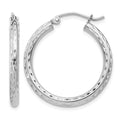 Sterling Silver Rhodium-plated 2.5mm Diamond-cut Hoop Earrings