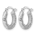 Sterling Silver Rhodium-plated 3.00mm Diamond-cut Hoop Earrings