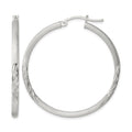 Sterling Silver 2.5mm Polished/Satin D/C Hoop Earrings