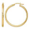Sterling Silver Flash Gold-plated 2.5mm Polished/Satin D/C Hoop Earrings