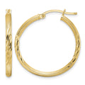 Sterling Silver Flash Gold-plated 2.5mm Polished/Satin D/C Hoop Earrings