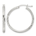 Sterling Silver 2.5mm Polished/Satin D/C Hoop Earrings