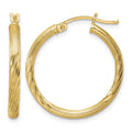 Sterling Silver Flash Gold-plated 2.5mm Polished/Satin D/C Hoop Earrings