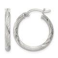 Sterling Silver 2.5mm Polished/Satin D/C Hoop Earrings