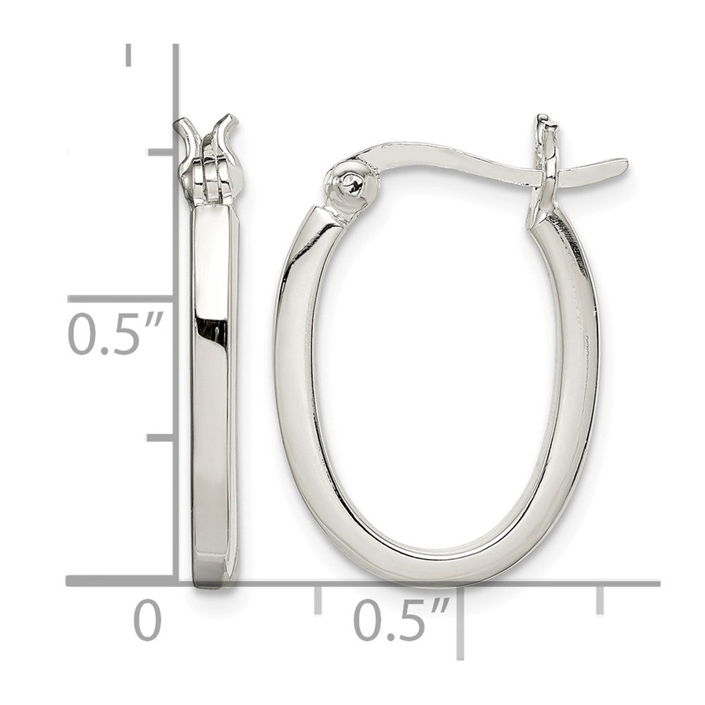 Sterling Silver 2.00mm Square Tube Oval Hoop Earrings