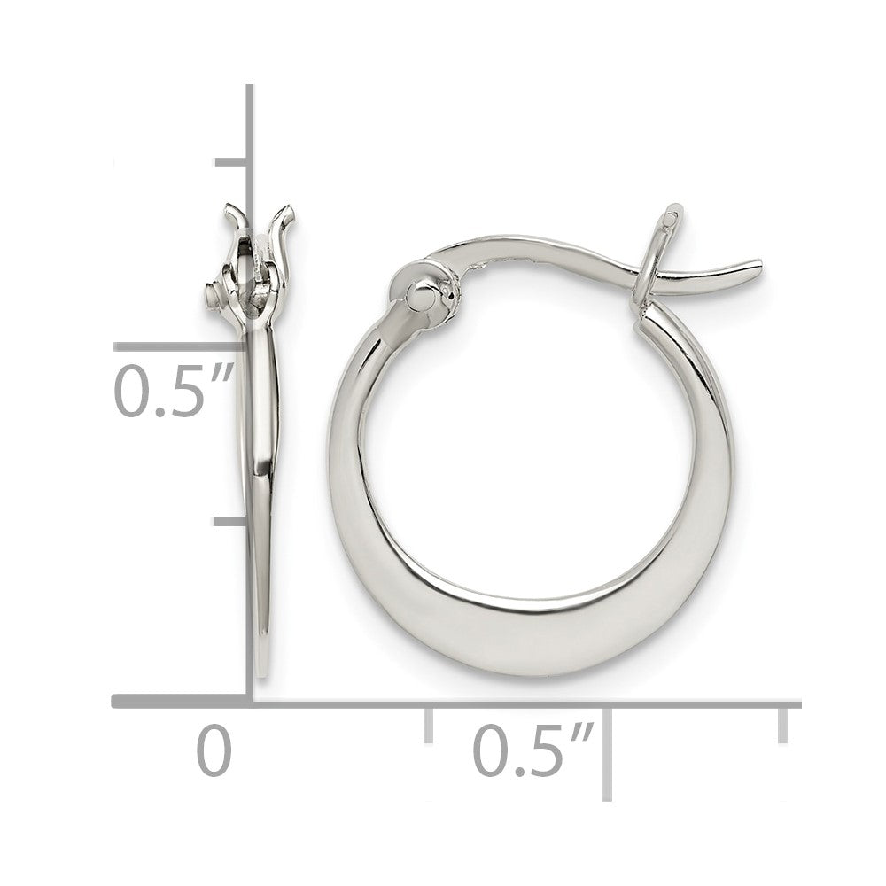 Sterling Silver Polished & Tapered Round Hoop Earrings