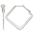 Sterling Silver Rhodium-plated Square Hoop Earrings