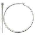 Sterling Silver Polish & Tapered 1.5mm Omega Back Round Hoop Earrings