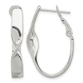 Sterling Silver Rhodium-plated Twisted Oval Omega Back Hoop Earrings