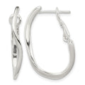 Sterling Silver Polished Wavy Omega Back Oval Hoop Earrings