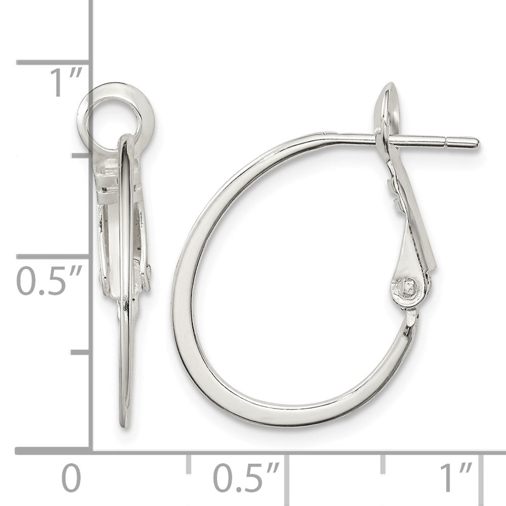 Sterling Silver Rhodium-plated 1.5mm Oval Omega Back Hoop Earrings