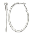Sterling Silver Rhodium-plated 1.5mm Oval Omega Back Hoop Earrings