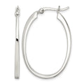 Sterling Silver Tapered 3mm Oval Hoop Earrings