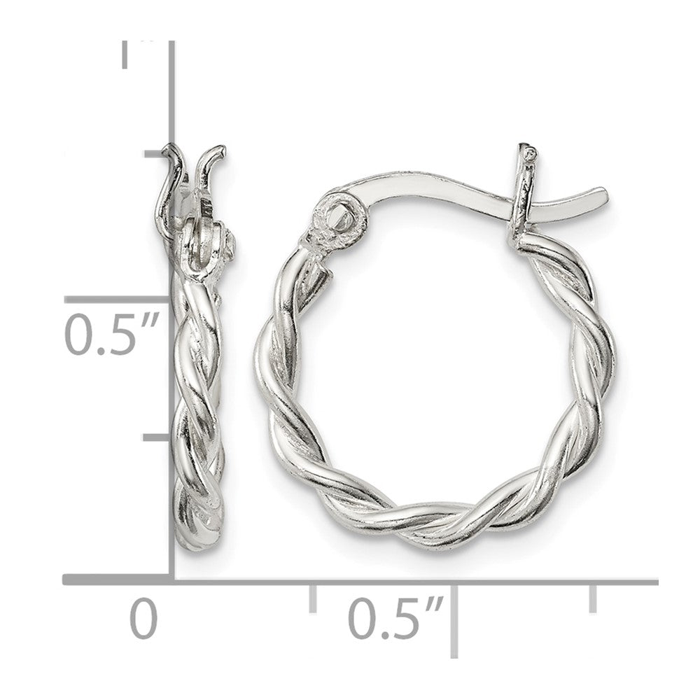 Sterling Silver Satin Twisted 2mm Hoop Earrings