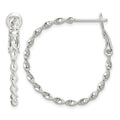 Sterling Silver Rhodium-plated Twisted Omega Back Hoop Earrings