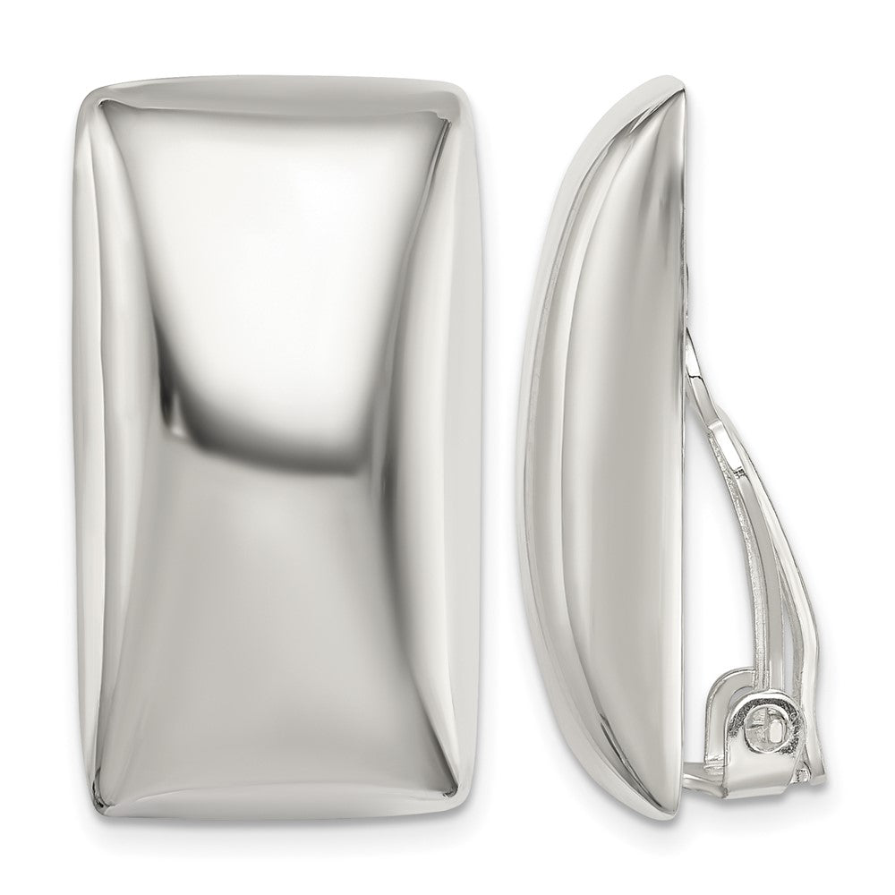 Sterling Silver Polished Non-Pierced Rectangle Earrings