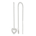 Sterling Silver Polished & Hammered Heart Threader Earrings